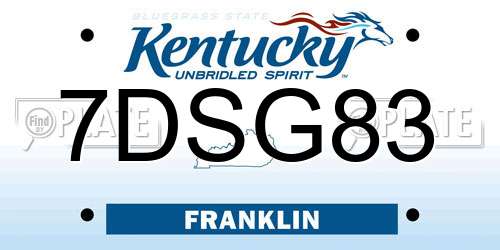 7DSG83 Kentucky License Plate