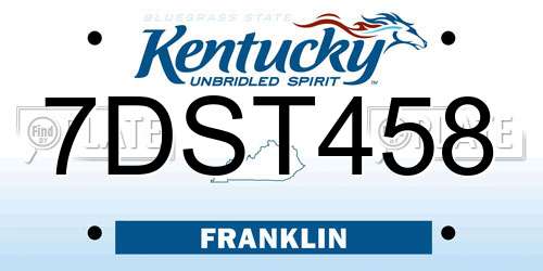 7DST458 Kentucky License Plate