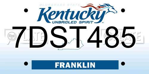 7DST485 Kentucky License Plate