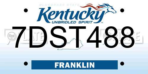 7DST488 Kentucky License Plate