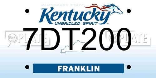 7DT200 Kentucky License Plate