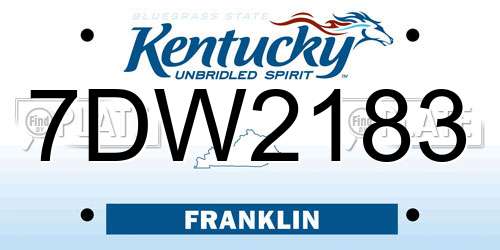 7DW2183 Kentucky License Plate