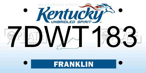 7DWT183 Kentucky License Plate