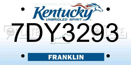 7DY3293 Kentucky License Plate