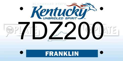 7DZ200 Kentucky License Plate