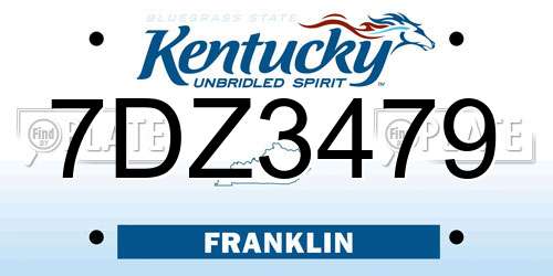 7DZ3479 Kentucky License Plate