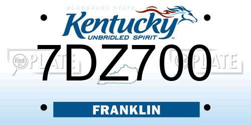 7DZ700 Kentucky License Plate