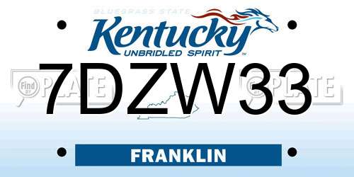 7DZW33 Kentucky License Plate
