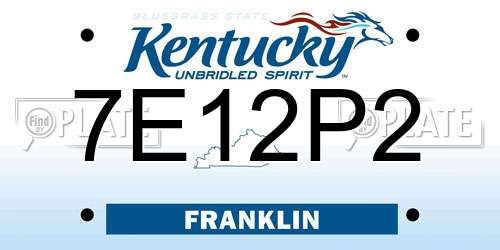 7E12P2 Kentucky License Plate
