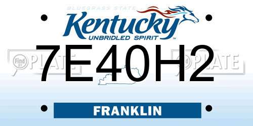 7E40H2 Kentucky License Plate
