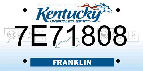 7E71808 Kentucky License Plate