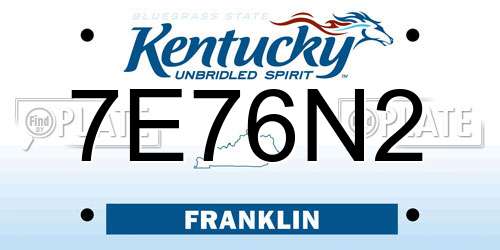 7E76N2 Kentucky License Plate