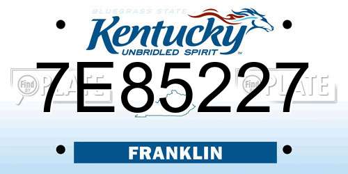 7E85227 Kentucky License Plate