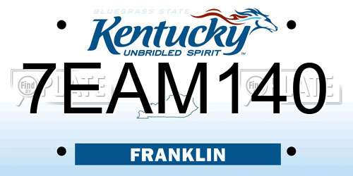 7EAM140 Kentucky License Plate