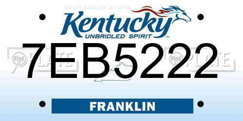 7EB5222 Kentucky License Plate
