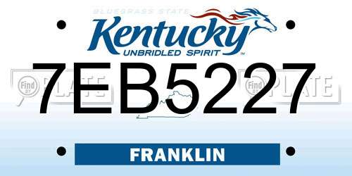 7EB5227 Kentucky License Plate
