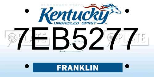 7EB5277 Kentucky License Plate