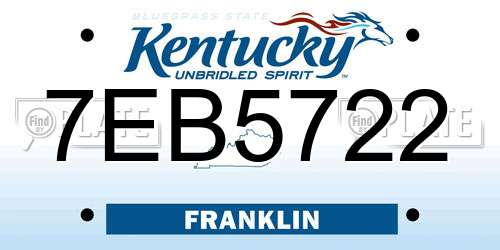 7EB5722 Kentucky License Plate