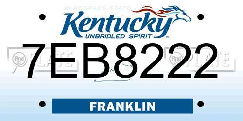 7EB8222 Kentucky License Plate