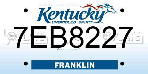 7EB8227 Kentucky License Plate