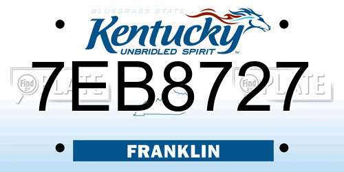 7EB8727 Kentucky License Plate