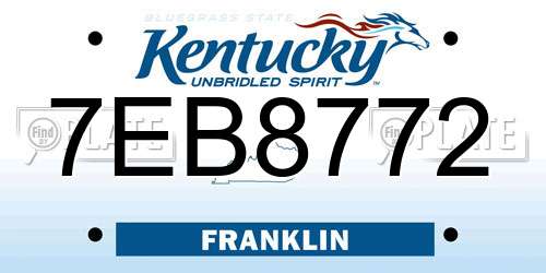7EB8772 Kentucky License Plate