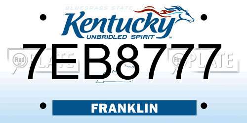 7EB8777 Kentucky License Plate