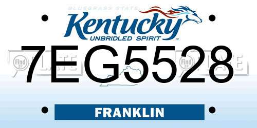 7EG5528 Kentucky License Plate