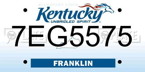 7EG5575 Kentucky License Plate