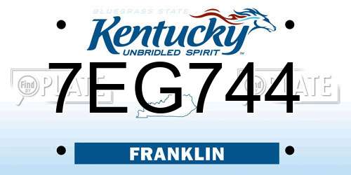 7EG744 Kentucky License Plate