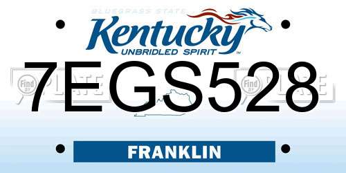 7EGS528 Kentucky License Plate