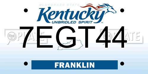 7EGT44 Kentucky License Plate