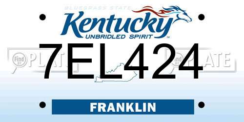 7EL424 Kentucky License Plate