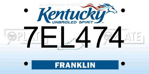 7EL474 Kentucky License Plate