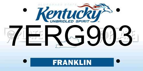 7ERG903 Kentucky License Plate