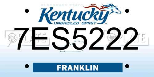 7ES5222 Kentucky License Plate