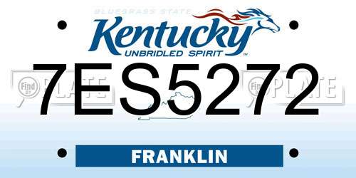 7ES5272 Kentucky License Plate