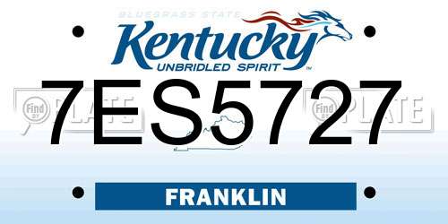 7ES5727 Kentucky License Plate
