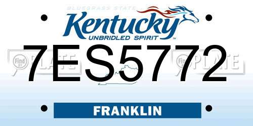 7ES5772 Kentucky License Plate