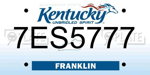 7ES5777 Kentucky License Plate