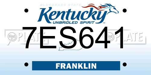 7ES641 Kentucky License Plate