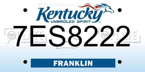 7ES8222 Kentucky License Plate