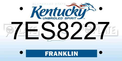 7ES8227 Kentucky License Plate