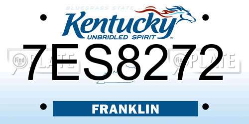 7ES8272 Kentucky License Plate