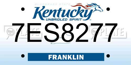 7ES8277 Kentucky License Plate