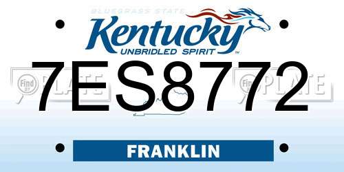 7ES8772 Kentucky License Plate