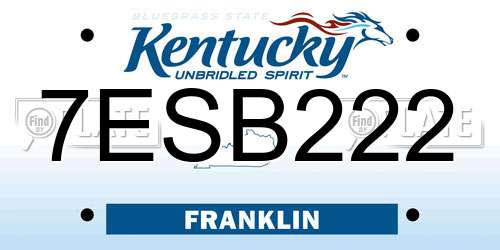 7ESB222 Kentucky License Plate