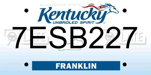 7ESB227 Kentucky License Plate