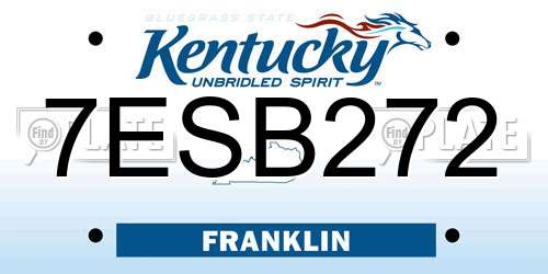 7ESB272 Kentucky License Plate