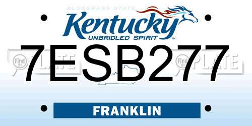 7ESB277 Kentucky License Plate
